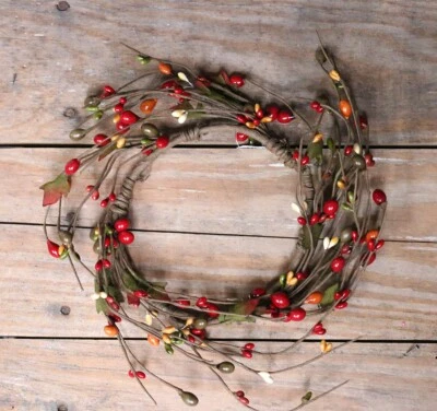 Anillo Vela Bayas Canela Especia 4.5 pulgadas Otoño Decoración Floral Rojo Naranja Oliva Foto 1 de 4