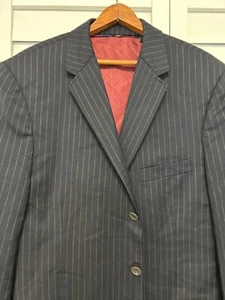 J Crew Cambridge Jacket slim dark blue chalk stripe 3 button blazer coat 44R - Picture 1 of 9