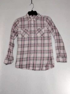 Justice Girls Size 12 Pink/Grey Long Sleeve Button Collared/Pocket Shirt - Picture 1 of 5