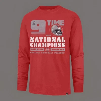 Ohio State Buckeyes 9-Veces Campeones Nacionales CFP Camiseta de Manga Larga OSU M Foto 1 de 4