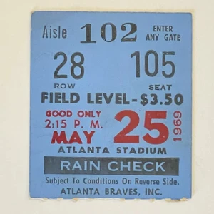 Orlando Cepeda HR #293 Ticket Braves vs Phillies 25.05.1969, Hank Aaron 1-4 RPI - Bild 1 von 6