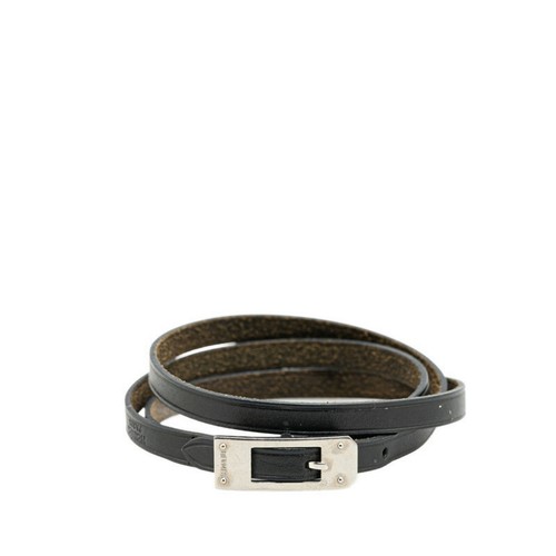 HERMÈS Bracciale Hermes Kelly Ardion pelle nera metallo donna HERMES GZl18el3