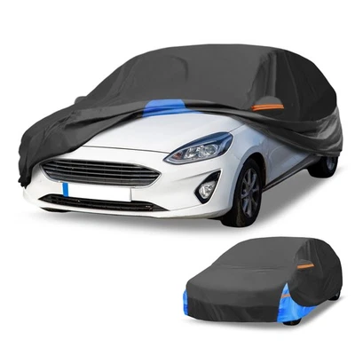 Car Cover Waterproof All Weather for Ford Fiesta with Zipper Black Blue 210D-PU - Image 1 of 4