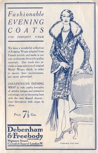 FASHIONABLE EVENING COATS - 1920s Original Debenham & Freebody ADVERT. Free p&p - Picture 1 of 1