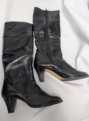 Vaneli Women's Vintage Black Leather Boots Mid Calf Size 7 AAA - Image 1 of 3