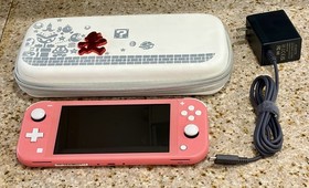 Coral/Pink Nintendo Switch Lite 32GB Console w/ Charger & Case