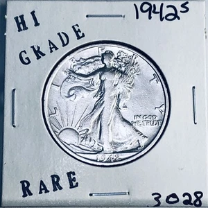 1942 S LIBERTY WALKING SILVER HALF DOLLAR HI GRADE U.S. MINT RARE COIN 3028 - Foto 1 di 3