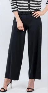 Raffaello Rossi Sally 7/8 High Tech Jersey Pants Black Size 44 Wide-Leg Pull-On - Picture 1 of 11