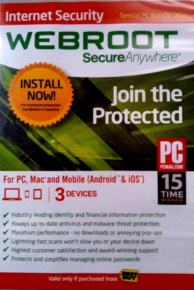 Webroot Secure Anywhere Internet Security 3 Devices Brand New Sealed #B17 - Image 1 of 1