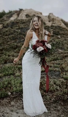 Anthropologie BHLDN Sorrento Bridal Wedding Dress Size 2 white beaded pearl NWT - Image 1 of 4