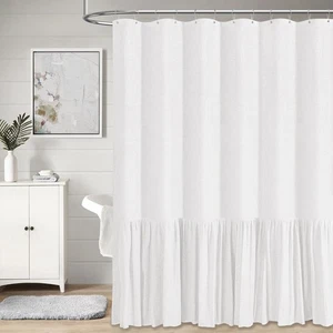 Extra Long Linen Shower Curtain - 72x96 Inch Long Shabby Chic Heavy Duty Fabr... - Picture 1 of 6