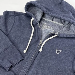 Y2K American Eagle Mens Hoodie Full Zip Sweatshirt Size Large Preppy Grunge 2009 - Picture 1 of 15
