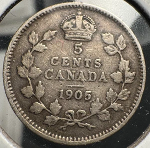 1905 CANADA SILVER 5 CENTS FISHSCALE NICE SHAPE! - Bild 1 von 2