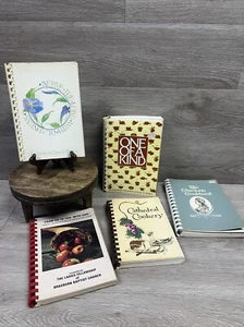 Vintage Spiral Bound Cookbooks, Community Church , Old Recipes Lot Of 5- 70s-80s - Picture 1 of 24