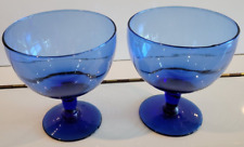 2 COBALT BLUE HAZEL ATLAS SHERBET MARGARITA GLASS 5 INCHES HOLDS 14 OZS