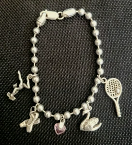 Sterling Silber .925 Kugel Glieder Bettelarmband Ballett Schwan Tennis 20,9 Gramm - Bild 1 von 18