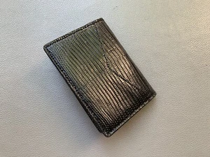 Black DOUBLE SIDE Genuine Lizard Leather Skin Credit Card Holder - Picture 1 of 10