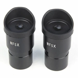 Pair of WF5X Microscope Eyepiece 30mm Ocular Optical Lens with Eyeguards - Picture 1 of 6