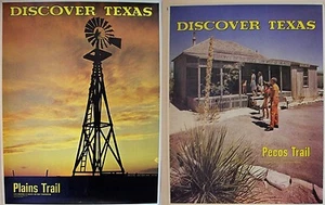 Carteles de colección del Departamento de Carreteras del Estado de Discover Texas PECOS, SENDERO LLANO - Imagen 1 de 6