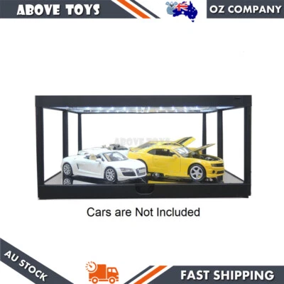 Kings Creation Black LED Display Case With Mirrored Back & Base For 1:18 Car Toy - Image 1 of 3