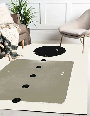 Minimalist Vintage Area Rug Black Grey Circle Square Rug for Living Dining Room - Image 1 of 4