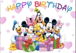 MICKEY MOUSE& Friends Happy Birthday Scene Setter wall mural BACKDROP 5'x3' - Picture 1 of 1