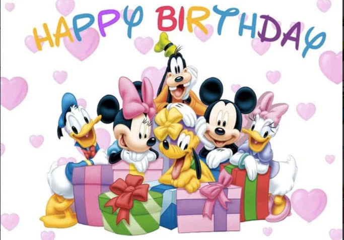 MICKEY MOUSE& Friends Happy Birthday Scene Setter wall mural BACKDROP 5'x3' - Image 1 of 1