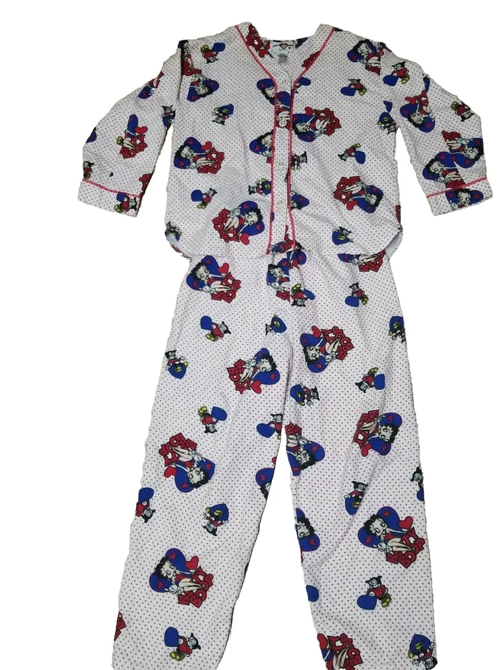 Conjunto de pijama íntimo Betty Boop 1994 de colección tamaño grande corazones perro bimbo raro difícil de encontrar Foto 1 de 4