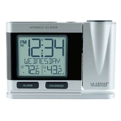 616-1410 La Crosse Technology Atomic Projection Alarm Clock TX141-BV3 - Silver - Image 1 of 4