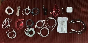 Large Lot Of 20 Apple iPhone Charging Cables + Dongle, Earbuds EUC - Picture 1 of 3