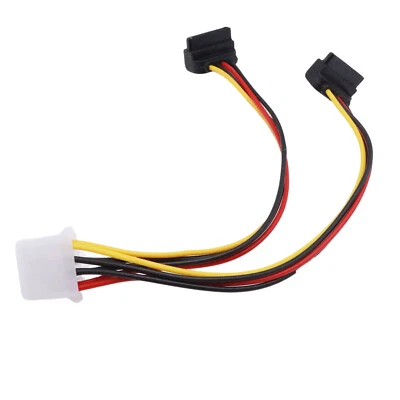 4 Pin Molex IDE Female to 2x SATA Female Right Angle HDD Power Y Splitter Cable - Image 1 of 4
