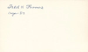 Fred Thomas 1918 Boston (Dec. 1986) Signed Autograph 3x5 Index Card JSA COA - Picture 1 of 2
