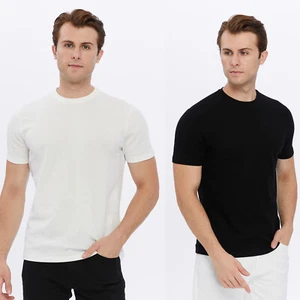 REISS Mens Honeycomb Textured Cotton T-Shirt Designer Crew Neck Tee M L XL XXL - Picture 1 of 15
