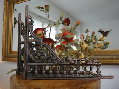 Regalwinkel Set Eisenguss 27,5 x 23 Regalträger Kupfer Antik Jugendstil Winkel - Bild 1 von 4