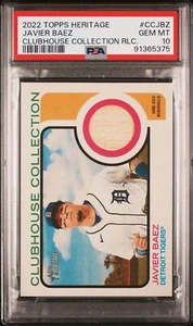 Javier Baez - 2022 Topps Heritage Clubhouse Collection Relic PSA 10 - Picture 1 of 2