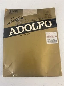 Adolfo Silken Sheer With Lycra Pantyhose 2 Pair Oatmeal Size B NEW - Picture 1 of 6
