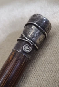 Antique / Victorian Sterling Silver Repousse Walking Stick / Cane 35" -Steampunk - Picture 1 of 8