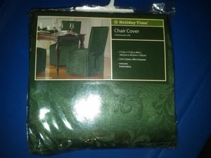 NUEVO EN PAQUETE CUBIERTA DE SILLA DE COMEDOR DE VACACIONES DE NAVIDAD VERDE CON CORBATA RESPALDOS - Imagen 1 de 1