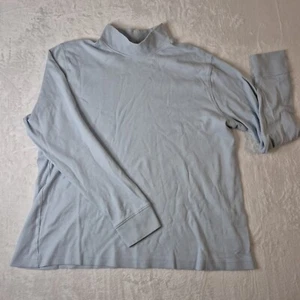 Lands End Womens Baby Blue Turtleneck Long Sleeve Shaped Fit Shirt L 14-16 Soft  - Picture 1 of 6