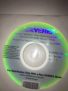 Everex Microsoft Windows Vista Home Basic Edition Recovery DVD-ROM/Manual/Driver - Picture 1 of 12