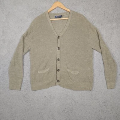 Мужской кардиган Polo Ralph Lauren большой бежевый шелк льняная смесь опрятные старые деньги - Изображение 1 из 4