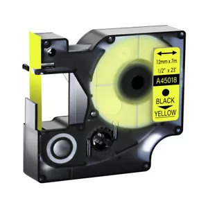45018 D1 Black on Yellow Label Tape Compatible With DYMO LabelManager 500TS 200 - Picture 1 of 9