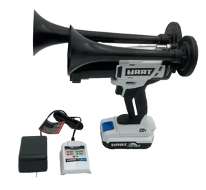 For Hart 20V Drill Train Truck Horn Dual Black Air Trumpets w/Battery +Charger - Picture 1 of 6