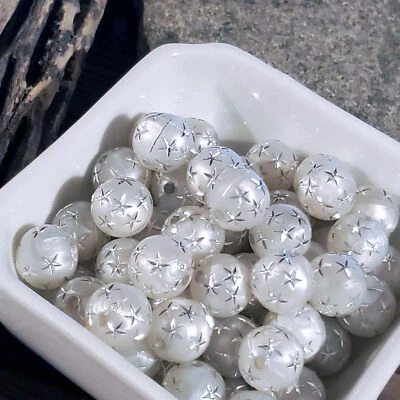 Cuentas Vintage Retro Gris Plata Estrellas 12mm Redondas Acrílico Shabby Chic 10 piezas Foto 1 de 4