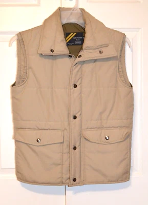 Vintage Sears Outerwear Puffer Vest Beige Men's Size S Regular Front Zip & Snap - Image 1 of 4