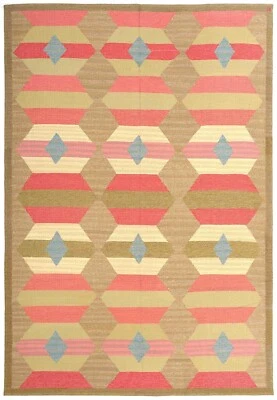 Vintage Scandinavian Swedish Kilim Flatweave Rug For Bedroom 3x5 5x7 8x10 feet - Image 1 of 3