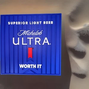 New Rubber Michelob Ultra Bar Mat Rail Runner Pour Spill 12" x 12" - Picture 1 of 1