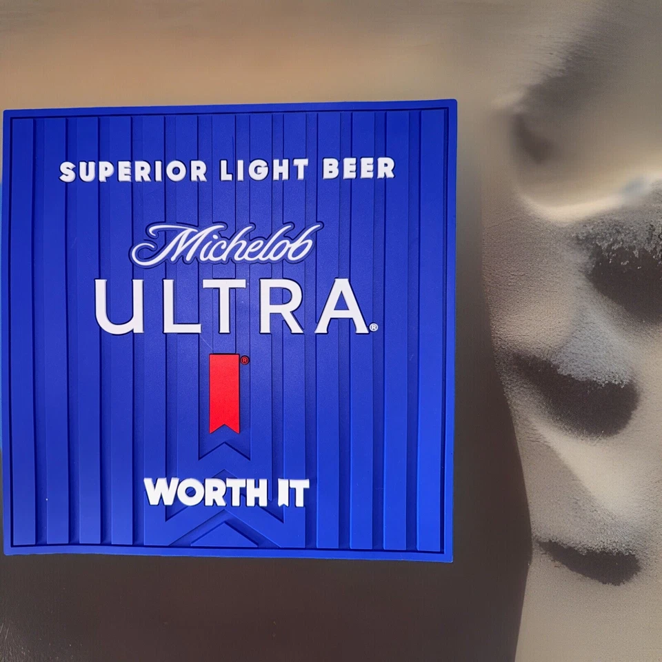 New Rubber Michelob Ultra Bar Mat Rail Runner Pour Spill 12" x 12" - Image 1 of 1