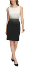 New Calvin Klein $139 Black&ivory Crystal Detail Sheath Cocktail Dress Sz. 12