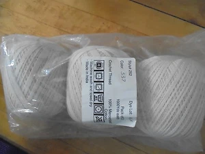 Crochet Mercerized cotton thread #4 INDIA - Ecru 3 balls x 1000 yds Style 262  - Picture 1 of 4